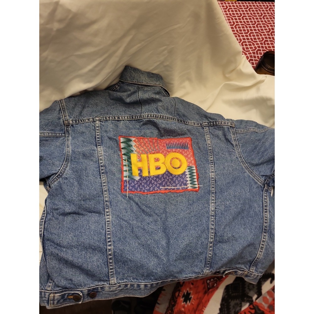 Vintage HBO Denim Jacket XL Blue Jean Trucker Jacket Prime Time Merch Patch